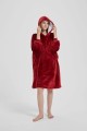 Kocobluza z Kapturem HOODIE Bordowa Na Prezent 2w1 Z Kapturem Ciepła Koc