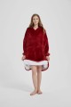 Kocobluza z Kapturem HOODIE Bordowa Na Prezent 2w1 Z Kapturem Ciepła Koc