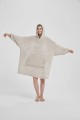 Kocobluza z Kapturem HOODIE Beżowa Na Prezent 2w1 Z Kapturem Ciepła Koc