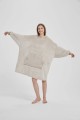 Kocobluza z Kapturem HOODIE Beżowa Na Prezent 2w1 Z Kapturem Ciepła Koc