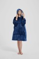 Kocobluza z Kapturem HOODIE Granatowa Na Prezent 2w1 Z Kapturem Ciepła Koc