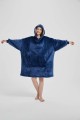 Kocobluza z Kapturem HOODIE Granatowa Na Prezent 2w1 Z Kapturem Ciepła Koc