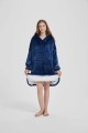 Kocobluza z Kapturem HOODIE Granatowa Na Prezent 2w1 Z Kapturem Ciepła Koc