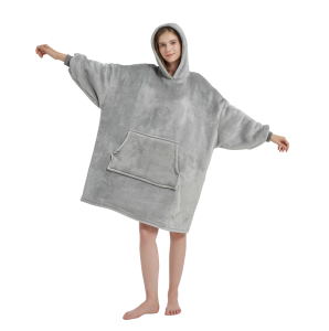 Kocobluza z Kapturem HOODIE Szara Na Prezent 2w1 Z Kapturem Ciepła Koc