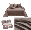 Narzuta Na Łóżko 240x260 Welwet MAYA brąz Welwetowa Pikowana Kapa