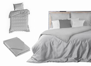 Eurofirany Pościel 140x200 Bawełna Satynowa Gładka Jednokolorowa NOVA srebrny