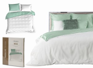 Eurofirany Pościel 160x200 Bawełna Satynowa Dwustronna NOVA biały+mięta