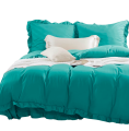Pościel Z Falbaną 220x200 RUFFY turkusowa 2x 70x80 Poszewka Designerska
