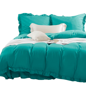 Pościel Z Falbaną 160x200 RUFFY turkusowa 2x 70x80 Poszewka Designerska