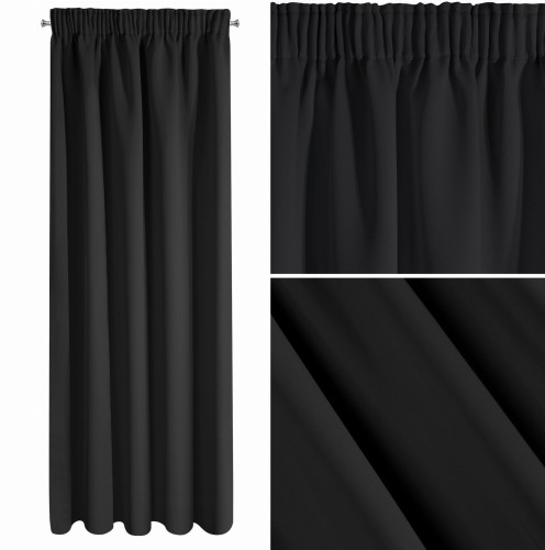 Zasłona Zaciemniająca Na Taśmie 135x270 LOGAN czarna Eurofirany Blackout