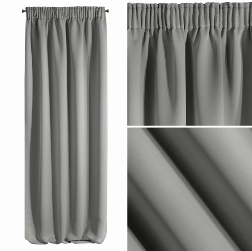 Zasłona Zaciemniająca Na Taśmie 135x270 LOGAN srebrna Eurofirany Blackout