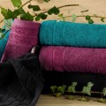 Ręcznik DAMLA 70x140 z Welurową Bordiurą Czarny Kąpielowy Frotte Eurofirany
