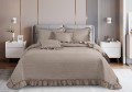 Narzuta na łóżko 140x200 RUFFY taupe Designerska Z Falbaną Pikowana