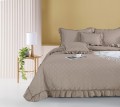 Narzuta na łóżko 140x200 RUFFY taupe Designerska Z Falbaną Pikowana