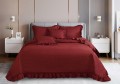 Narzuta na łóżko 160x220 RUFFY bordowa Designerska Z Falbaną Pikowana