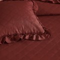 Narzuta na łóżko 140x200 RUFFY bordowa Designerska Z Falbaną Pikowana