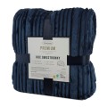 Koc Wytłaczany 150x200 Eurofirany NINA granatowy Na Prezent Flano 260 GSM