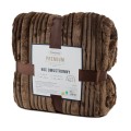 Koc Wytłaczany 200x220 Eurofirany NINA c. brązowy Na Prezent Flano 260 GSM