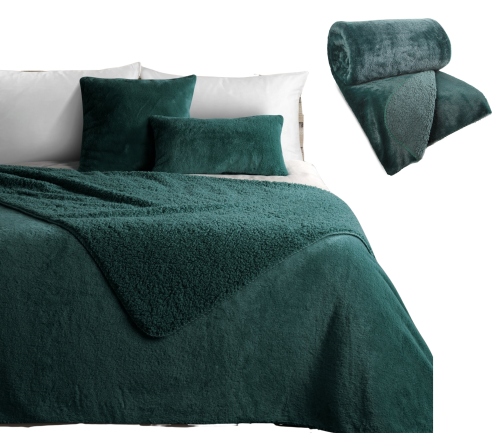 Narzuta Na Łóżko 220x240 cm NINA zielony Koc Pled Na Kanapę Dwustronna Kapa