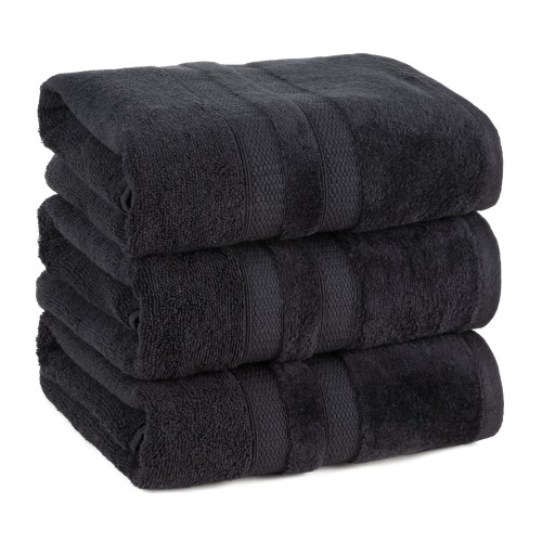 Ręcznik Kąpielowy 50x90 Eurofirany PORTO czarny Bawełna Frotte 500g Spa Gruby 