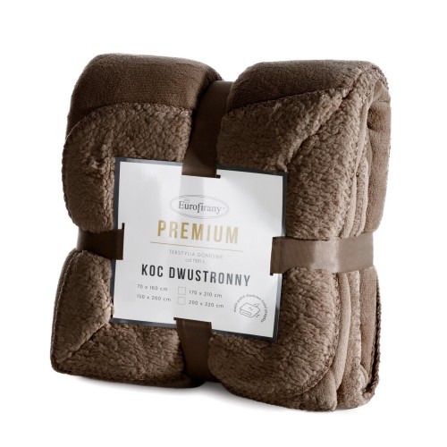 Koc Dwustronny 150x200 Polar Bukla TEDY brązowy Eurofirany Sherpa Baranek
